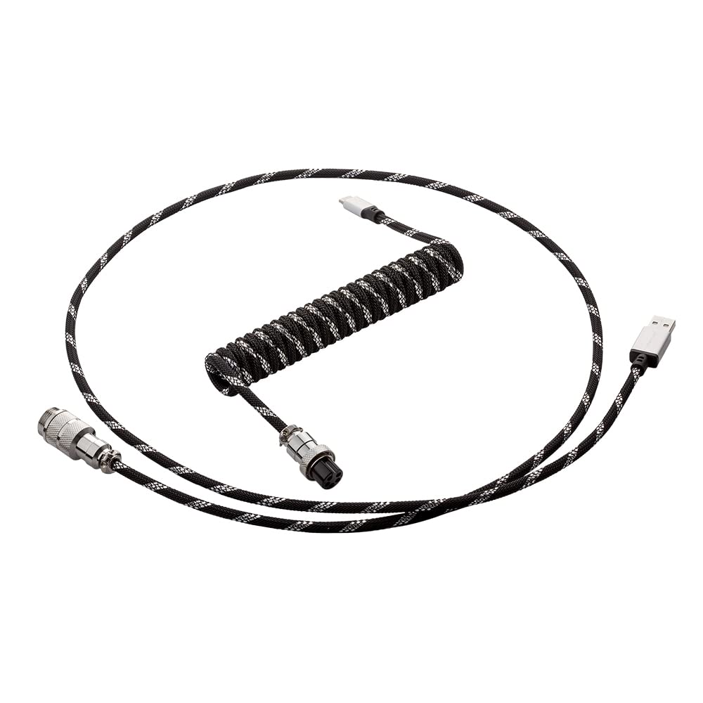 CableMod Pro Coiled Keyboard Cable (Sterling Foil Black, USB A to USB Type C, 150cm)