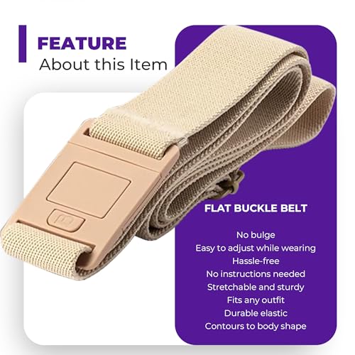 Image of BELTAWAY Easily Adjustable Elastic Flat Buckle No Show Belts for Women - Stretch No Bulge jeans pants