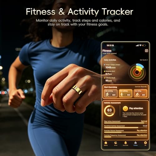 RQZ Smart Ring Health Fitness Tracker for Men and Women,Gold Size 7 - image 7