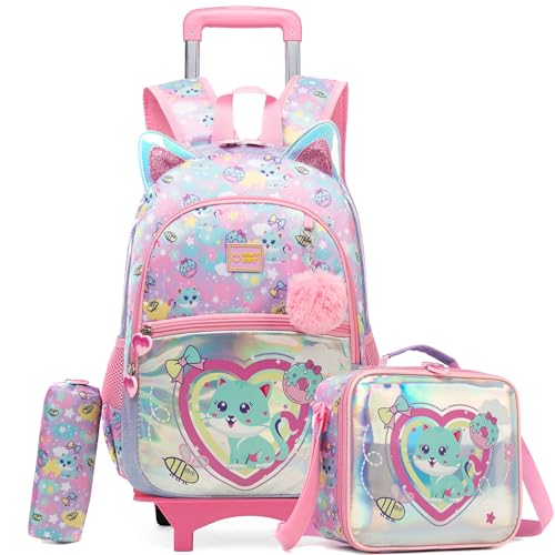 HTgroce Cartable a roulette fille primaire, sac...