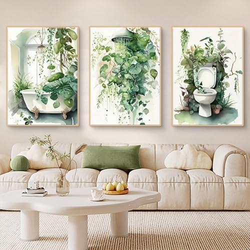 Impression sur toile verte lot de 3 posters de décoration murale premium 50x70