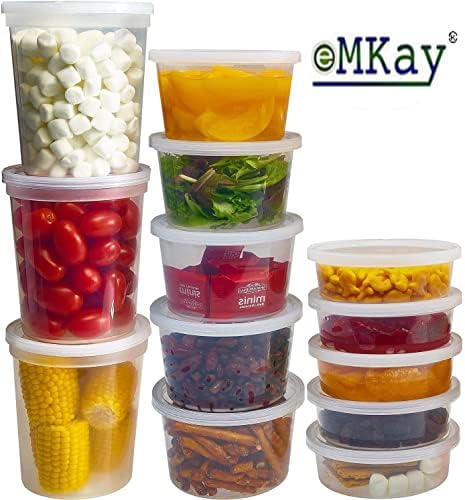 eMKay® 12oz Pack of 8 Round Plastic Containers with Lids - Food Storage Containers for Meal Prep - Reusable and Leakproof, Microwave and Freezer Safe Food Storage Tubs (12oz - 355ml)