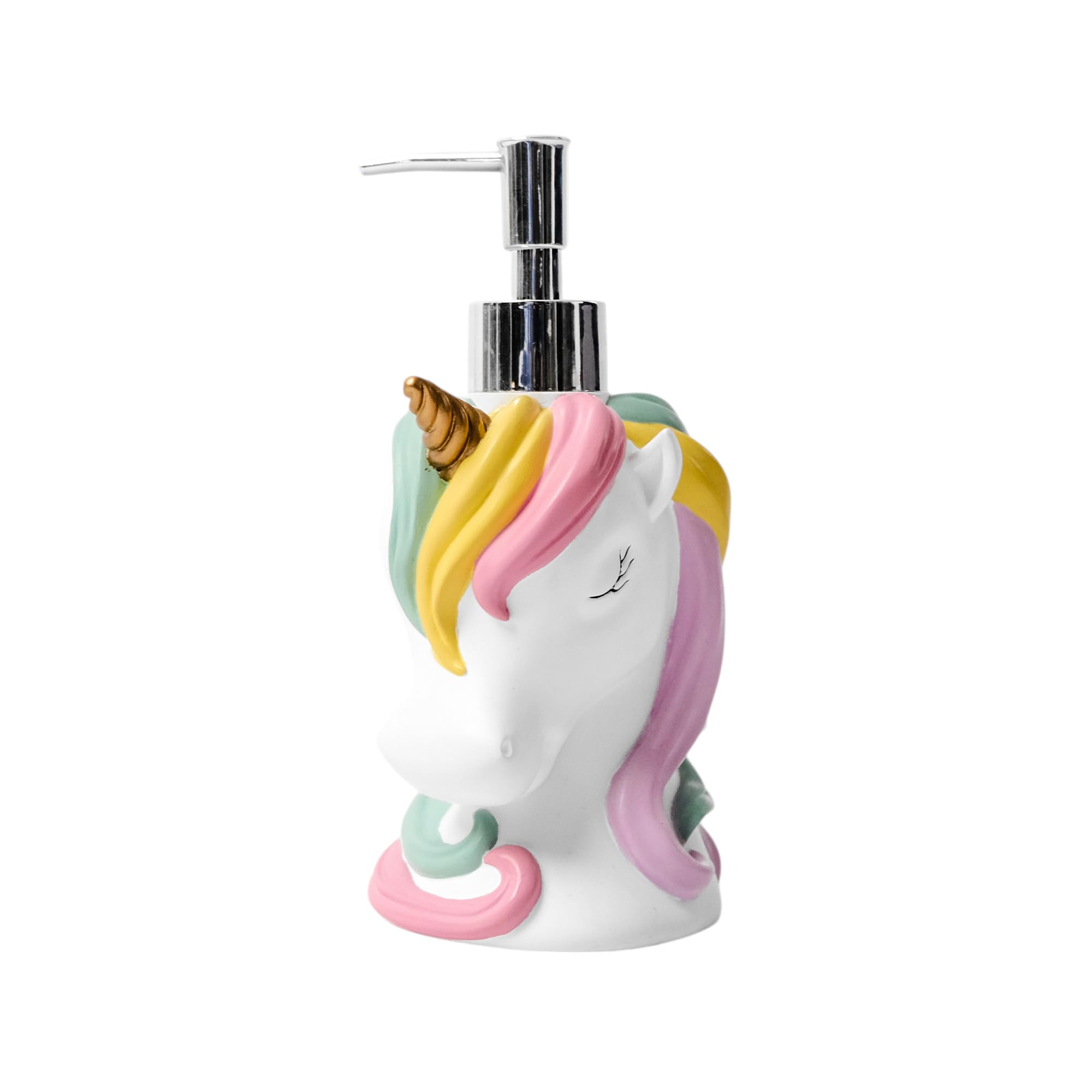 Mondeluna Unicorn Soap Dispenser, Cute Unicorn Bathroom Decor, Hand Soap, Shampoo, Shower Gel Dispenser, Multicolor, Metal, Pump Dispenser