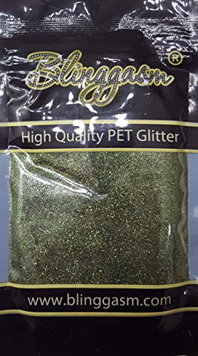 Blinggasm Premium Solvent Resistant Polyester Glitter 3.5 oz by Weight .008 or .015 for Tumblers Crafts Nails Cosmetics Body Paint (Metallic #37 B0621 Olive Green.008 (1/128") 3.5 oz)