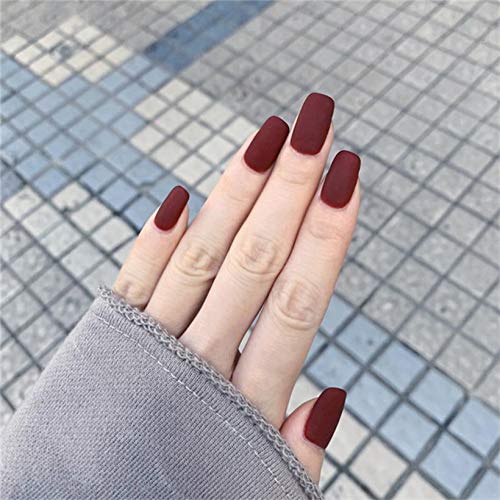 24pcs/set Matte False Nail Tips with Medium Long Design Press On Nails for Women Acrylic Fake Nails Full Cover Stick On Nails for Women - Image 3