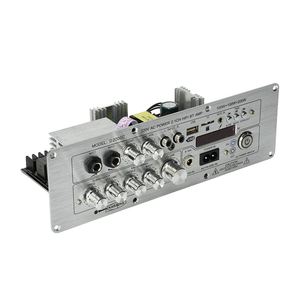 Carte Amplificatrice de Son Bluetooth D2000/D2000C, Amplificateur de Son 2.1 Canaux à Haute Puissance, Carte Amplificatrice de Son Bluetooth, Prise EU.