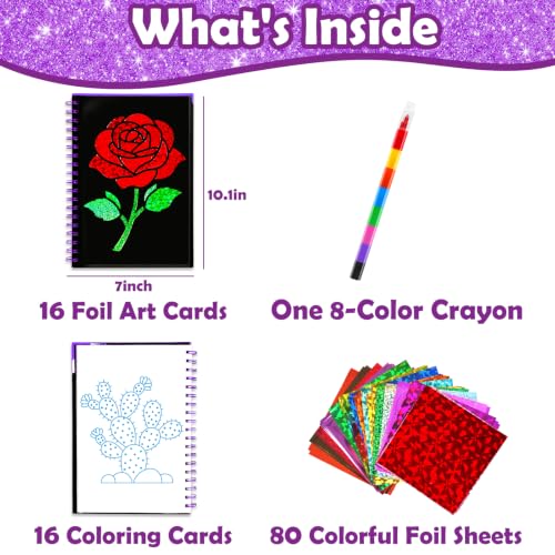Image of FUNNYB&G Mess-Free Foil Art Craft for Girls Ages 4-10, Kids Birthday Gift