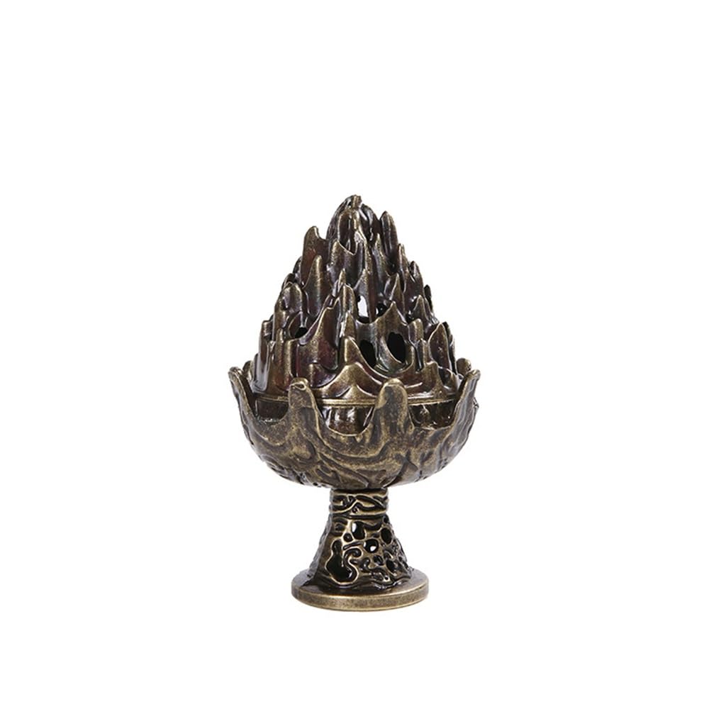 Brûleur d'encens de style Boshan en alliage ciselé, objet d'art vintage haut de gamme