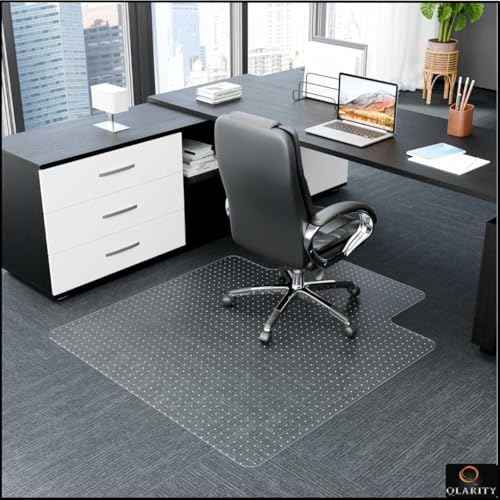 Image of Qlarity Covers Office Chair Mat for Hardwood, Tile & Laminate Floors | Frosted Floor Protector | Anti-Slip, Scratch Protection, Smooth Rolling (2mm, 45 x 53 Inch, Lip)