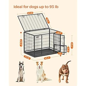   Feandrea-Heavy-Duty-Dog-Crate-Metal-Dog-Kennel-and-Cage-with-Removable-Tray-XL-for-Medium-and-Large-Dogs-421-x-276-x-295-Inches-Black-UPPD001B01