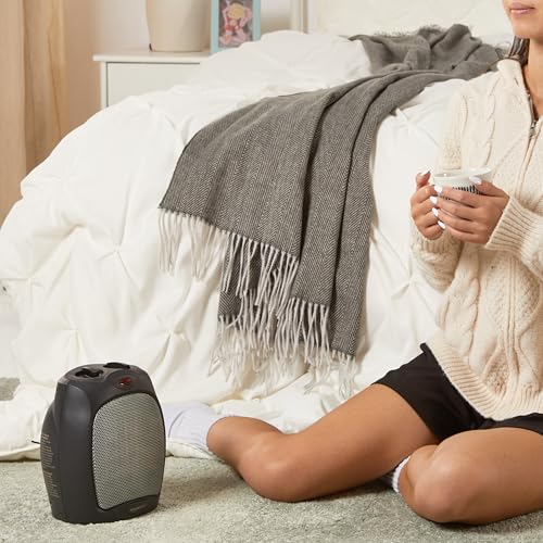 Amazon Basics Ceramic Space Heater, Portable Indoor Heating Solution, With Overheat and Tip-Over Protection, Thermostat, Non-Oscillating, 1500W, 7.52"D x 6.34"W x 9.45"H, Black thumbnail 2