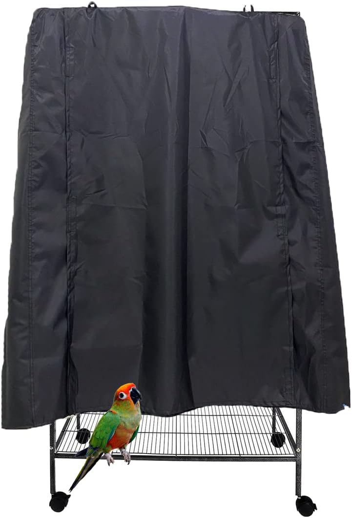 J&C Black 420D Heavy Duty Bird Cage Cover Blackout Sun Light for Night Waterproof Black Material Birdcage Covers for Bird Sugar Glider Cat Rabbit Cage Medium (Upgraded) (L: 40 x 27 x 48)