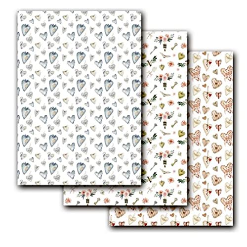 ARTIS DECOR SET 3 PAPELES DE CARTONAJE 32X45 CM CORAZONES