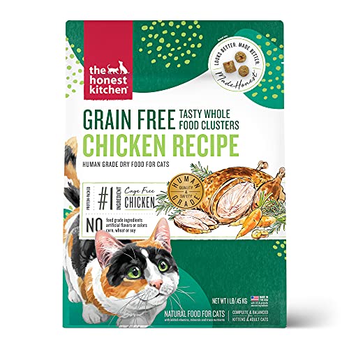 Image of The Honest Kitchen Human Grade Dry Cat Food, Whole Food Clusters Grain Free Dry Cat Food, Chicken 1 lb Trial Pouch
