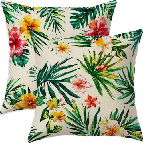 Housse coussin 70x70cm orange en lin imperméable lot de 2
