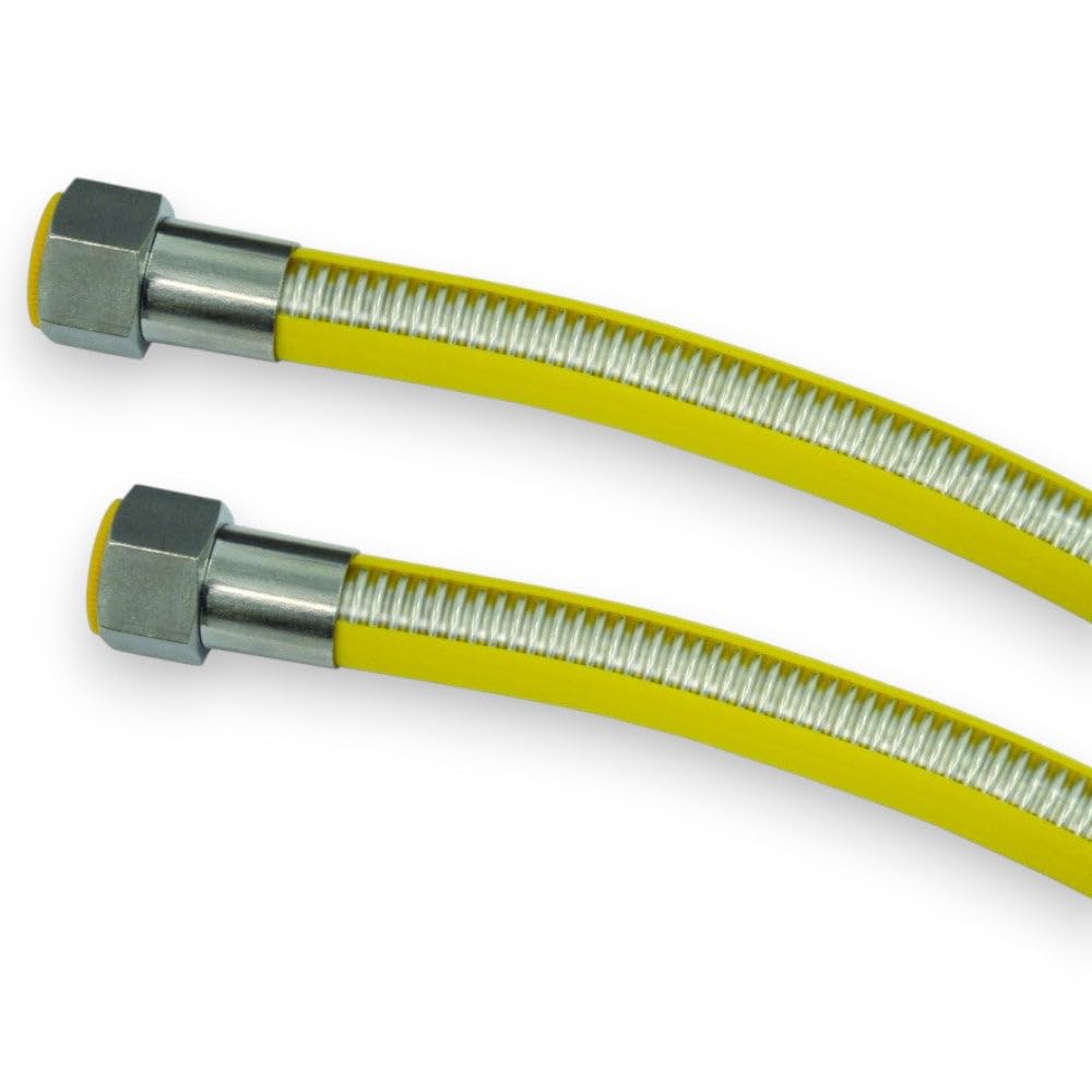 Tubo Gas Flessibile Acciaio Inox con Guaina Attacco FF 1/2 per Collegamento apparecchi a Gas Naturale e gpl - 400 cm