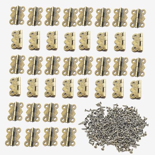 40 Pieces Antique Bronze Mini Hinges Small Butterfly Hinges with