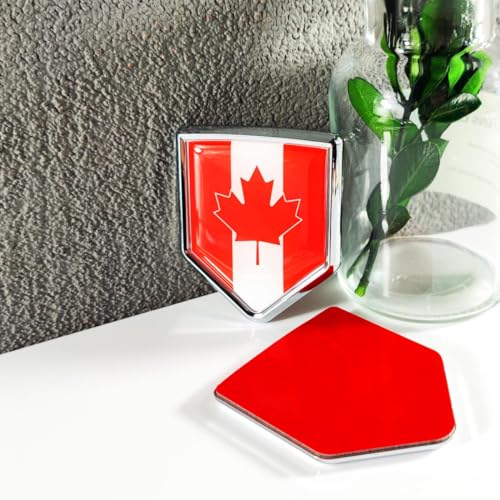 Image of Newperlite Canada Flag Decal Sticker Car Emblem Canadian Flag Car Decoration Accessories Chrome Shield for Truck Vehicles Cars, 2 Pack
