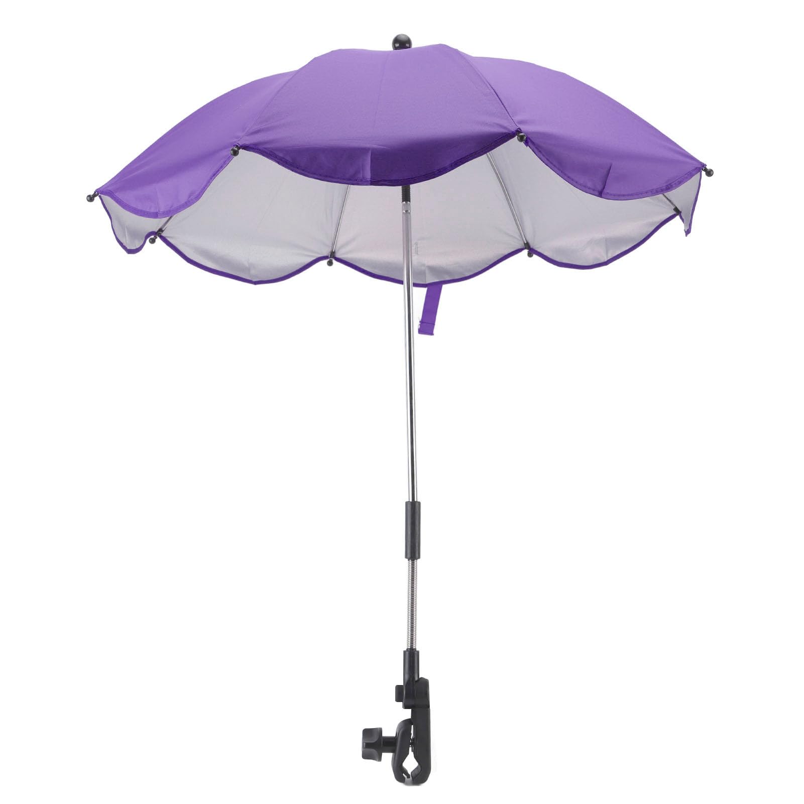 Parasol do Wózka Dziecięcego 14 Cali, Uniwersalna Parasolka do Wózka Dziecięcego Regulowana Ochrona UV Parasol Przeciwsłoneczny do Wózka Spacerowego, Gondoli, Wózka Inwalidzkiego (Fioletowy (srebrny klej))