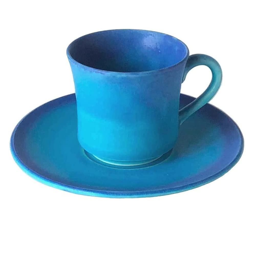 Amazon | 美濃焼 ターコイズブルー カップ＆ソーサー(4客組) | カップ