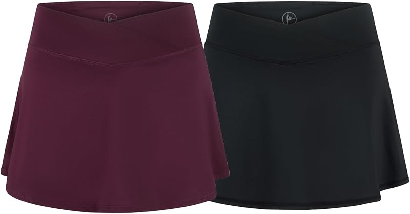 Girls Skort Summer Crossover Flowy High Waist Tennis Athletic Skirt with Inner Short