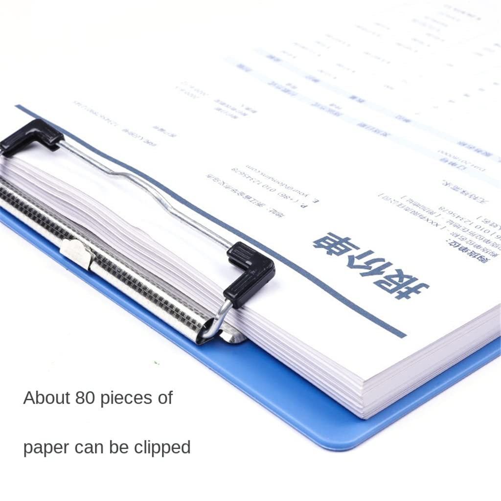 Tablero de escritura A4 con clip de aluminio y metal para organización de papelería de oficina.