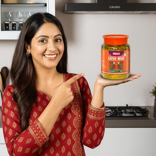 Image of Nilon's Aapan Bihar Green Chilli Pickle (475g) Homemade Hari Mirch Ka Aachar | Spicy Pickle in Authentic Bihari Style with Green Chilli, Mustard Oil & Spices with No Added Artificial Colour
