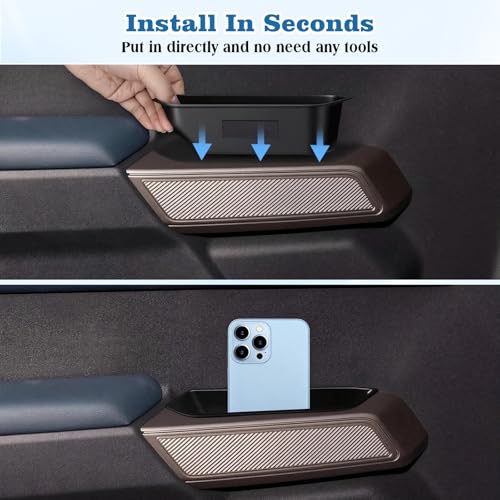 Image of 1797 2PCS Front Door Handle Storage Box fit for Ford Bronco 2021 2022 2023 2024 2025 2026 Accessories Car Pocket Organizer with Anti-Slip Black ABS Plastic (Not for Sport)