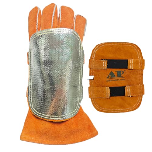 51YDE11zcSL. SL500 AP ALLYPROTECT.COM aluminum foil Heat Resistant Hand shield used together with gloves for welding 2pcs