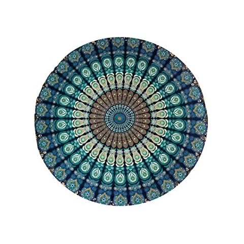 raajsee Indien Strandtuch Rund Mandala Hippie/Groß Indisch Rundes Baumwolle/Boho Runder Yoga Matte Tuch Meditation/Tischdecke aufhänger Decke Picknick handgefertigt Teppich 70 inch Cover