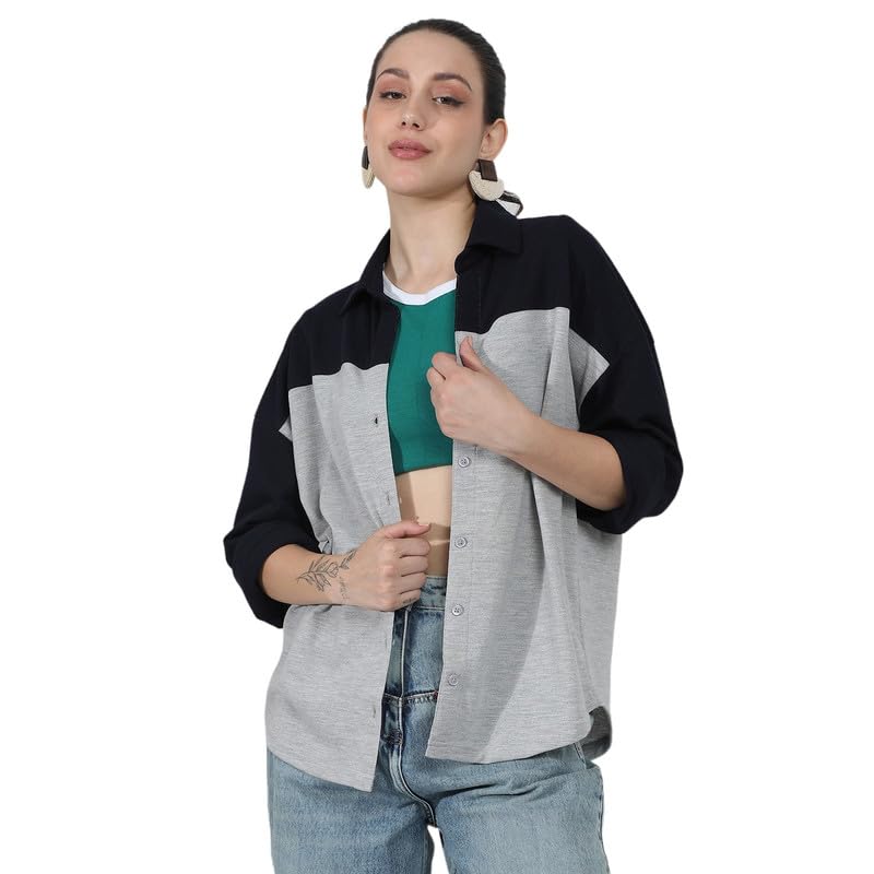 Image of PINACOLADA Women's Boxy Striped Shirt for Casual Wear | Spread Collar | Cuffed Sleeves | Button Closure | Shirt Crafted with Comfort Fit for Everyday Wear