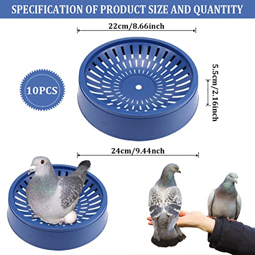 Image of 10 Pcs Plastic Pigeon Nest Bird Nest Bowls Pigeon Nest Bowl Breeding Hatching Nest for Pigeons Quails Breeding Hatching (Blue1)