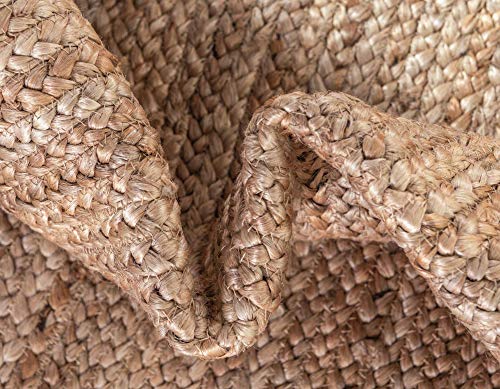Image of Unique Loom Braided Jute Collection Hand Woven Natural Fibers Natural Round Rug (3' x 3')