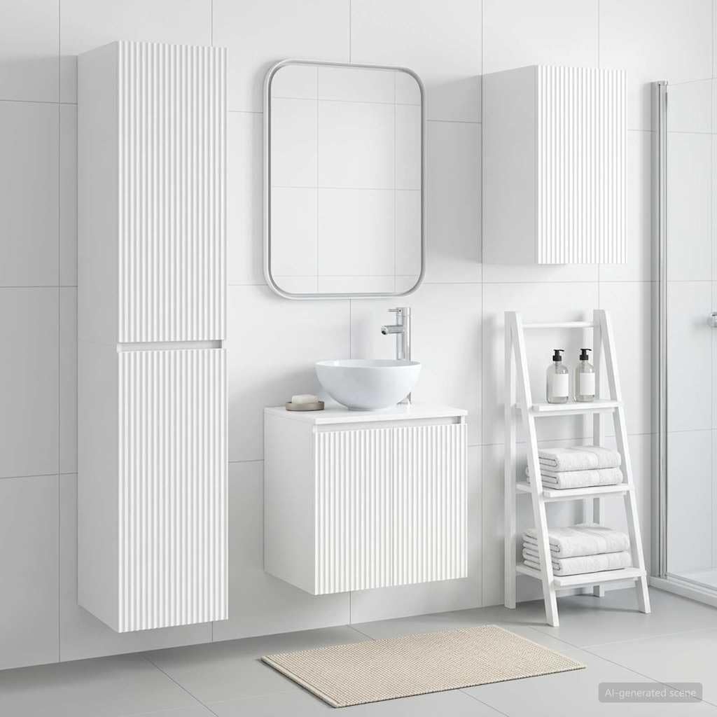 Juego de 3 muebles de baño, color blanco, 33 x 34,5 x 160 cm