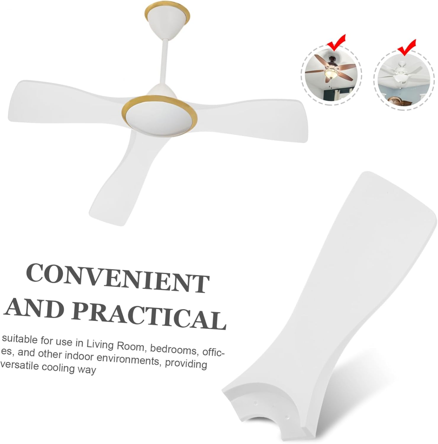 3pcs Plastic Fan Blades for Ceiling Fans Traditional Style Replacement Blades for Powerful Air Circulation Minimalist Design for Living Room Bedroom Decor