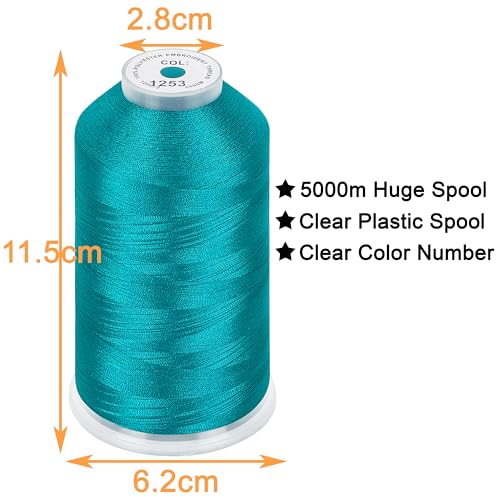 Image of New brothread - Single Huge Spool 5000M Each Polyester Embroidery Machine Thread 40WT for Commercial and Domestic Machines - Teal