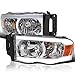 SPEC-D TUNING Clear Headlights Lamps LED Bars Tubes Strips Compatible with Dodge Ram 1500 2500 3500 2002-2005 L+R Pair Head Light Lamp Assembly