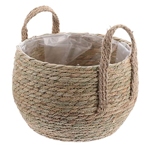TOBBOMEY Straw Flower Pot Large Bowl Planter Plant Decor Decorative