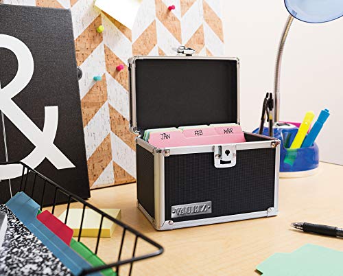Vaultz Lockable Index Card Holder - Flash Card Organizer For Recipes, Passwords Or Studying Holds 450 4X6 Notecards - Index Card Box Study Accessories, Black #TOP4