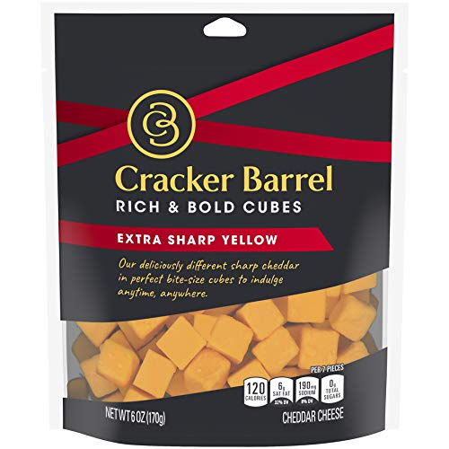 Cracker Barrel Cubes, Extra Sharp Yellow Cheddar Cheese (6 oz Bag)