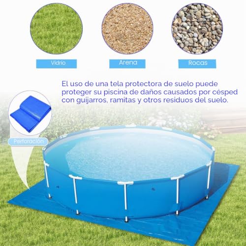 Miniatura 3 de Alfombrillas Para Piscina Fuera De Tierra, Paño De Tierra Para Piscina Rectangular, Alfombrilla De Piscina, Alfombrilla Protectora Para Piscina Con Marco Y Piscina Hinchable 200 X 300 Cm