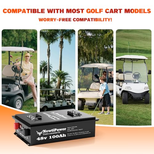 Image of 48V 100Ah Golf Cart Lithium LiFePO4 Battery with Charger and 200A BMS Grade A Cells Deep Cycle Rechargeable Battery,10000+ Cycles,Perfect for Golf Cart,Off Grid Applications