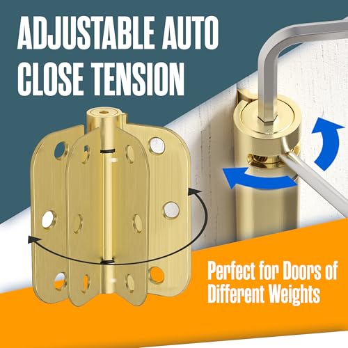Self Closing Door Hinges, Spring Hinge Door Closer 3.5 Inch Brass 2 Pk by Houseables - Used condition - Image 4