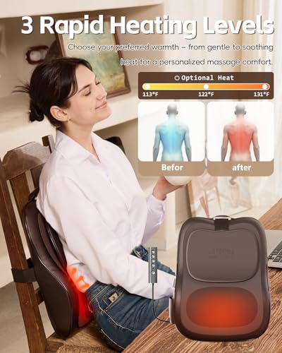 Back Massager With Heat For Pain Relief, 3D Lower Back Massager Deep Tissue - Image 3