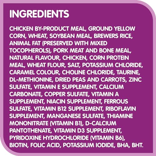 WHISKAS Adult Dry Cat Food Meaty Selections with Real Chicken, 2kg bag, High Quality Protein, Complete & Balanced Nutrition for Cats 1 Year & Older, No Artificial Colours or Flavou image 4