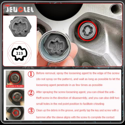 Image of 319 Wheel Locking Nut Key for Mercedes Benz, Lug Nut Removal Tool