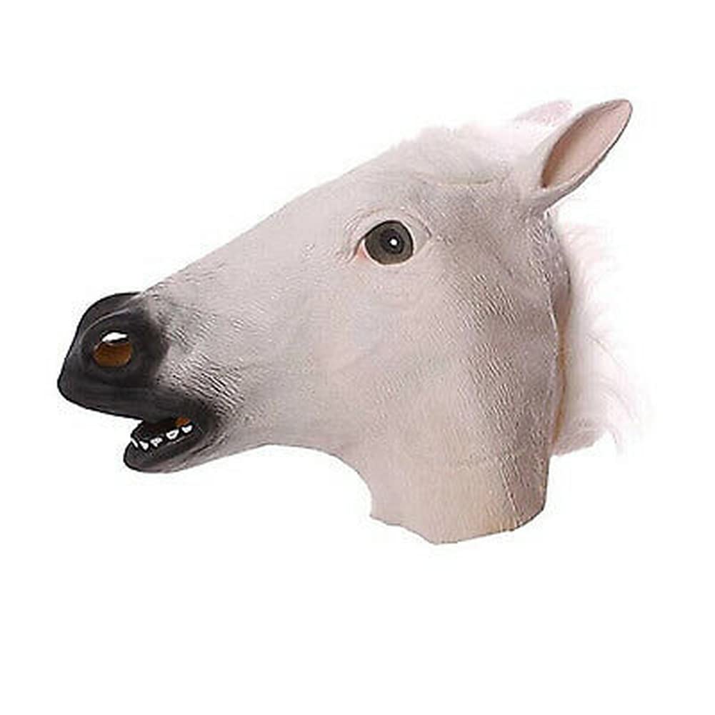 ausuky Horse Mask Halloween Party Full Head Latex Rubber Mask Fancy Prop Masquerade (White)
