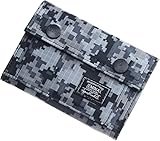JEMINAL Camo Bifold Wallet for Men Thin Nylon Short Wallet with Cash Zipper Pocket Grey