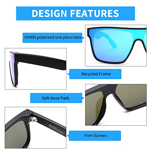 Image of GLINDAR Oversized Square Polarized Sunglasses for Men Women, One Piece Shield Shades UV400 Protection