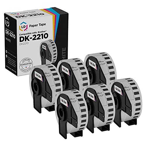 LD © Compatible Brother DK-2210 6 Rolls of White Label Tape / 1.1 in x 100 ft